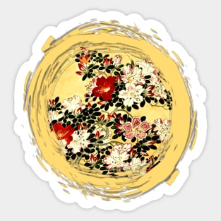 Japanese-Style Floral Circle Design Sticker